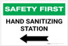 Safety First: Hand Sanitizing Station Left with Arrow Landscape - Label