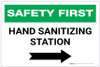 Safety First: Hand Sanitizing Station Right with Arrow Landscape - Label