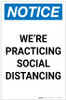 Notice: We're Practicing Social Distancing ANSI Portrait - Label