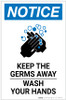 Notice: Keep The Germs Away - Wash Your Hands Portrait - Label Notice: Keep The Germs Away - Wash Your Hands Portrait - Label