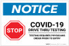 Notice: Stop Drive Thru Testing Requires Physicians Prior to Entry Landscape - Label