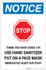 Notice: Stop Think You Have COVID-19 with Icon Portrait - Label Notice: Stop Think You Have COVID-19 with Icon Portrait - Label