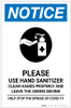 Notice: Leave Germs Behind Use Hand Sanitizer Portrait - Label Notice: Leave Germs Behind Use Hand Sanitizer Portrait - Label