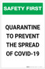 Safety First: Quarantine To Prevent the Spread of Covid-19 Portrait - Label Safety First: Quarantine To Prevent the Spread of Covid-19 Portrait - Label