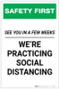Safety First: See You In A Few Weeks - We Are Practicing Social Distancing Portrait - Label Safety First: See You In A Few Weeks - We Are Practicing Social Distancing Portrait - Label