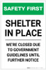 Safety First: Shelter In Place - We Are Closed Due To Government Guidelines Portrait - Label Safety First: Shelter In Place - We Are Closed Due To Government Guidelines Portrait - Label