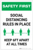 Safety First: Social Distancing Rules In Place Portrait - Label Safety First: Social Distancing Rules In Place Portrait - Label