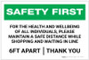 Safety First: For Health And Wellbeing Please Maintain a Safe Distance Landscape - Label