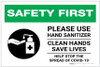 Safety First: Please Use Hand Sanitizer - Clean Hands Save Lives Landscape - Label