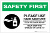 Safety First: Please Use Hand Sanitizer and Leave Germs Behind Landscape - Label