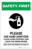 Safety First: Please Use Hand Sanitizer and Leave Germs Behind Portrait - Label