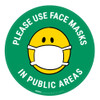 Please Use Face Masks In Public Areas with Facemask Emoji - Green - Floor Sign Please Use Face Masks In Public Areas with Facemask Emoji - Green - Floor Sign