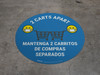 2 Carts Apart with Facemask Emojis Bilingual Spanish - Blue - Floor Sign