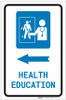 Health Education Left Arrow with Icon Portrait - Label