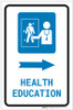 Health Education Right Arrow with Icon Portrait - Label