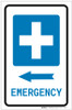 Emergency Left Arrow with First Aid Symbol Portrait - Label