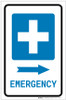 Emergency Right Arrow with First Aid Symbol Portrait - Label