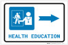 Health Education Right Arrow with Icon Landscape - Label