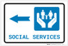Social Services Left Arrow with Icon Landscape - Label Social Services Left Arrow with Icon Landscape - Label