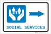 Social Services Right Arrow with Icon Landscape - Label