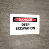 Danger - Deep Excavation - Wall Sign Danger - Deep Excavation - Wall Sign