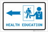 Health Education Left Arrow with Icon Landscape v2 - Label