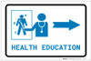 Health Education Right Arrow with Icon Landscape v2 - Label