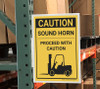 Caution: Sound Horn/Proceed with Caution - Rack Mounted Sign Caution: Sound Horn/Proceed with Caution - Rack Mounted Sign