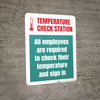 Temperature Check Station All Employees Required Portrait - Wall Sign Temperature Check Station All Employees Required Portrait - Wall Sign