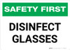 Safety First: Disinfect Safety Glasses Landscape - Wall Sign