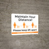 Maintain Your Distance Please Keep 6Ft Apart with Icons Landscape - Wall Sign