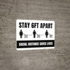 Stay 6Ft Apart Social Distancing Saves Lives with Icons Landscape - Wall Sign
