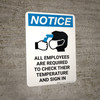 Notice: All Employees Are Required To Check Temperature with Icon Portrait - Wall Sign