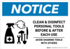 Notice: Clean Disinfect Personal Tools Avoid Sharing with Icon Landscape - Wall Sign
