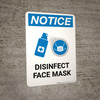 Notice: Disinfect Face Mask with Icon Portrait - Wall Sign