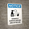 Notice: Disinfect Surface Before and After Use with Icon Portrait - Wall Sign