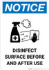 Notice: Disinfect Surface Before and After Use with Icon Portrait - Wall Sign