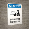 Notice: Disinfect Surfaces with Icon Portrait - Wall Sign Notice: Disinfect Surfaces with Icon Portrait - Wall Sign