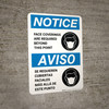 Notice: Face Coverings Required Beyond This Point Bilingual Spanish with Icon Portrait - Wall Sign Notice: Face Coverings Required Beyond This Point Bilingual Spanish with Icon Portrait - Wall Sign