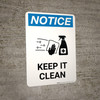 Notice: Keep It Clean with Icon Portrait - Wall Sign Notice: Keep It Clean with Icon Portrait - Wall Sign