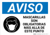 Notice: Masks Required Beyond This Point Spanish with Icon Landscape - Wall Sign