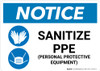 Notice: Sanitize PPE with Icons Landscape - Wall Sign