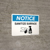 Notice: Sanitize Surface with Icon Landscape - Wall Sign Notice: Sanitize Surface with Icon Landscape - Wall Sign
