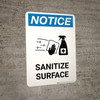 Notice: Sanitize Surface with Icon Portrait - Wall Sign