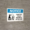 Notice: Sanitize Tools Before and After Use with Icon Landscape - Wall Sign