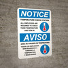 Notice: Temperature Check Station Employees Required Bilingual Spanish with Icon Portrait - Wall Sign Notice: Temperature Check Station Employees Required Bilingual Spanish with Icon Portrait - Wall Sign