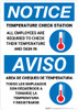 Notice: Temperature Check Station Employees Required Bilingual Spanish with Icon Portrait - Wall Sign Notice: Temperature Check Station Employees Required Bilingual Spanish with Icon Portrait - Wall Sign