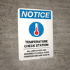 Notice: Temperature Check Station Employees Required with Icon Portrait - Wall Sign Notice: Temperature Check Station Employees Required with Icon Portrait - Wall Sign