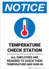 Notice: Temperature Check Station Employees Required with Icon Portrait - Wall Sign Notice: Temperature Check Station Employees Required with Icon Portrait - Wall Sign