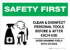 Safety First: Clean Disinfect Personal Tools Avoid Sharing with Icon Landscape - Wall Sign Safety First: Clean Disinfect Personal Tools Avoid Sharing with Icon Landscape - Wall Sign